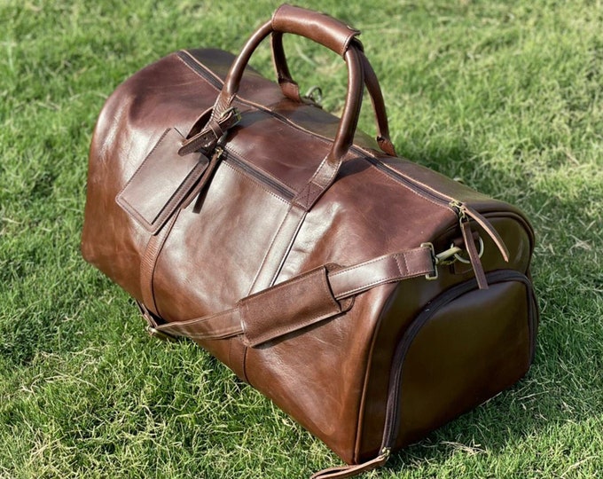 leather duffel weekender bag men PERSONALIZED duffle bag full grain leather overnight weekend bag travel gifts for him gym boyfriend holdall