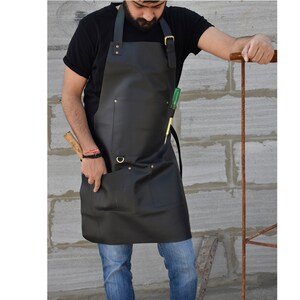 leather apron men blacksmith apron woodworking apron work apron bbq butcher aprons BLACK personalized apron custom gifts anniversary husband