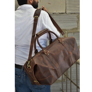 Leather Weekender Bag Duffel Bag for Men Leather Overnight - Etsy