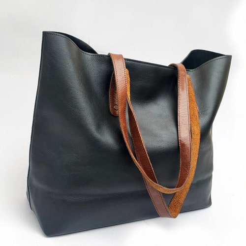 Leather Tote Bag Women Handmade Large Work Purse Shopper | Etsy