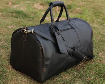 small leather weekend bag