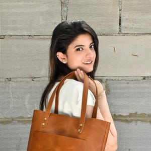 Leather tote bag for women brown handmade work tote leather purse leather laptop bag gift for wife anniversary handbag laptop 15 inch laptop