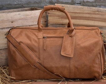 leather weekender bag full grain gift men duffel overnight bag leather duffle weekend travel gym bag with shoe compartment men fathers gift