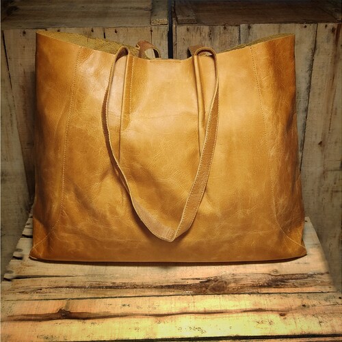 Leather Tote Bag Women Handmade Large Work Purse Shopper | Etsy
