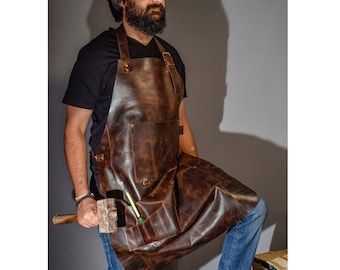 Leather Apron for men Crafts apron Personalized apron woodworking blacksmiths work apron butcher kitchen pockets chef Christmas gift for him