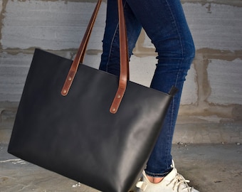 Leather Tote Bags Women black bag gifts for mom bag Leather Tote Purses Personalized Leather Shopper Purse Handbags Christmas shoulder totes