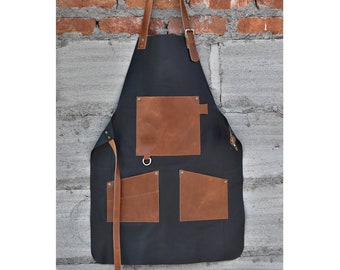 leather apron for men blacksmith apron woodworking bbq butcher grill chef craft gift him personalized kitchen man gardening apron for women