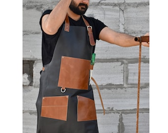 leather apron blacksmith apron for men woodworking apron custom apron with pocket Personalized aprons work grill chef kitchen Birthday gifts