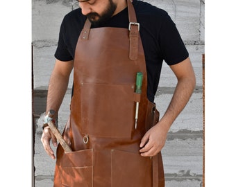 leather apron men blacksmith apron woodworking apron for men chef kitchen apron bbq work butcher apron boyfriend personalized gift for him