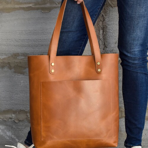 Leather Tote Bag Women Handmade Large Work Purse Shopper Etsy