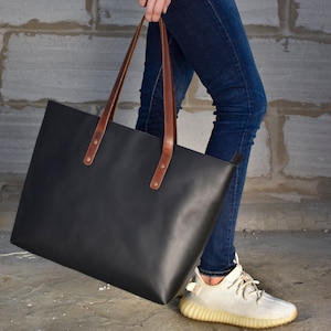 Leather Tote Bags Women black bag gifts for mom bag Leather Tote Purses Personalized Leather Shopper Purse Handbags Christmas shoulder totes