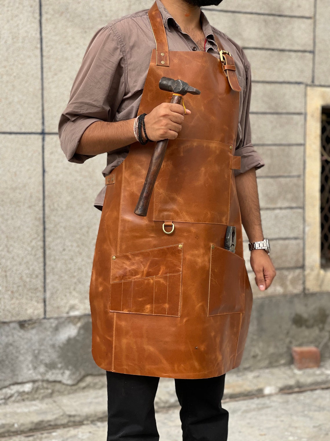 Leather apron men blacksmith apron woodworking apron work Etsy