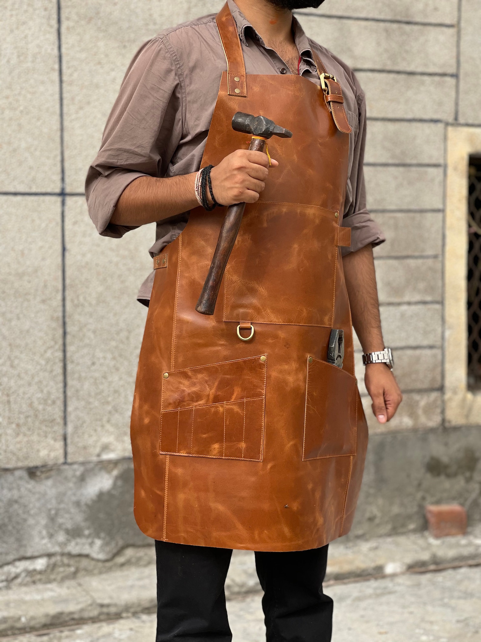 Leather Apron Men Blacksmith Apron Woodworking Apron Work Etsy