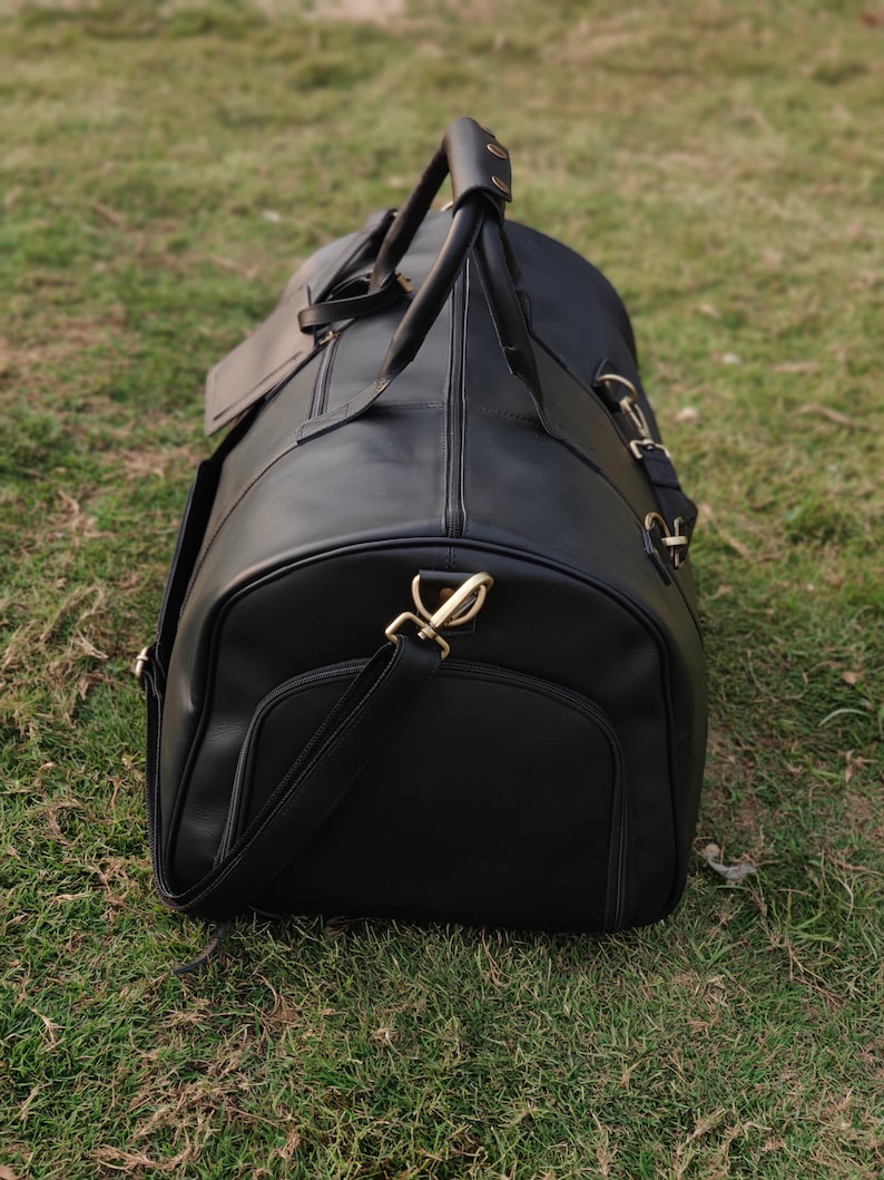 Leather Weekender Bag With Shoe Compartment Men Full Grain Etsy