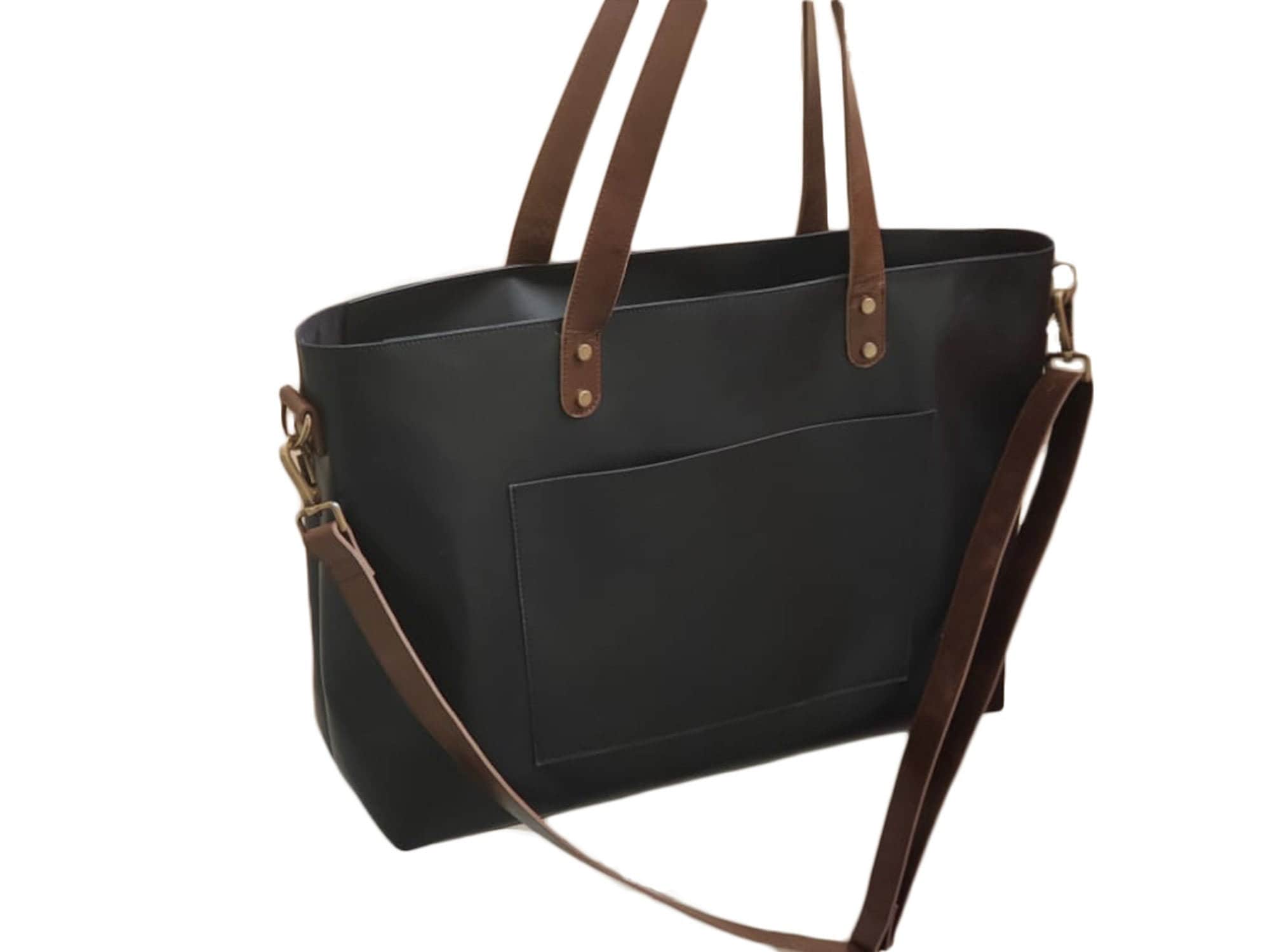 Black leather work tote 2025