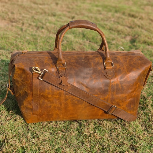 Leather duffel bag men leather weekender shops overnight bag leather gym bags holdall weekend bag travel bag for men vacation Christmas duffle bag