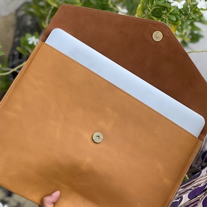 MacBook Pro / Air 13" 15" 16" leather laptop sleeve, leather laptop case, Personalized laptop sleeve, Envelope sleeve, Monogrammed gifts her image 10