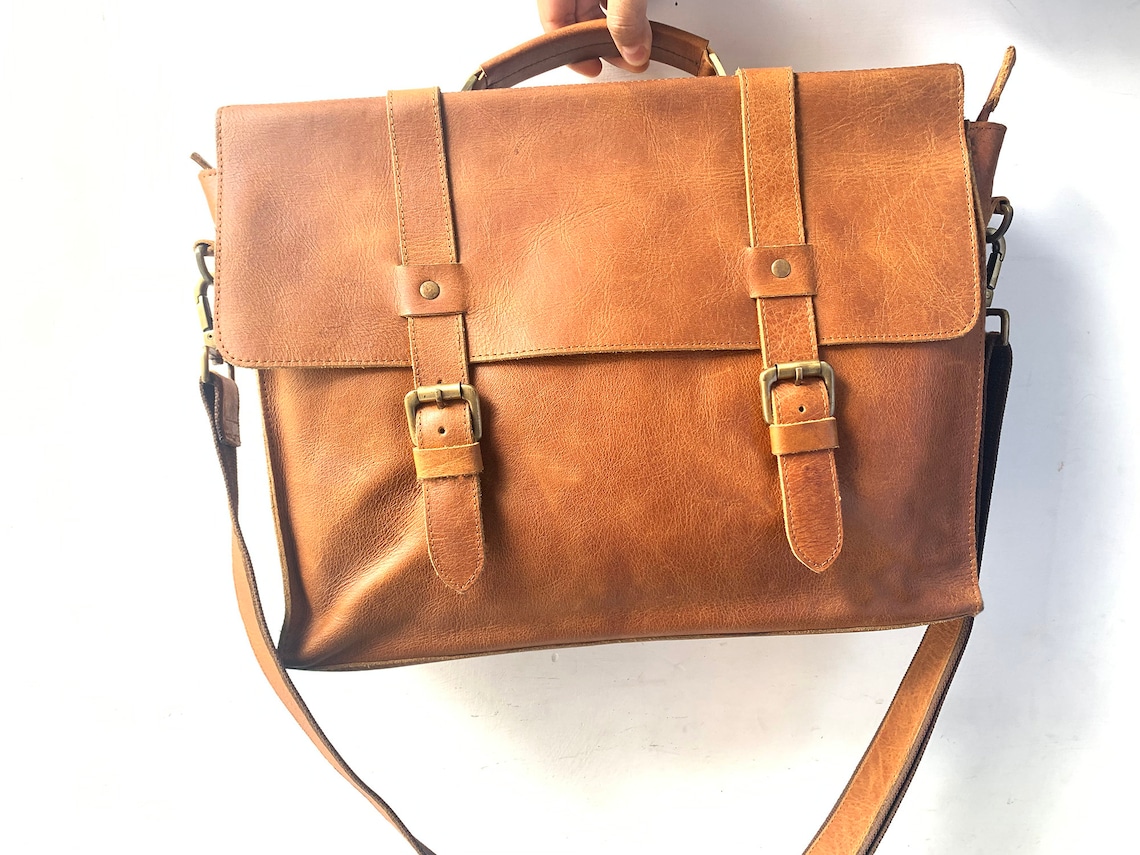 Leather Messenger Bag Women Leather Laptop Crossbody Bag Etsy
