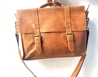 leather messenger bag women leather laptop crossbody bag satchel work bag gift for her girlfriend 15" inches computer office bag on sale