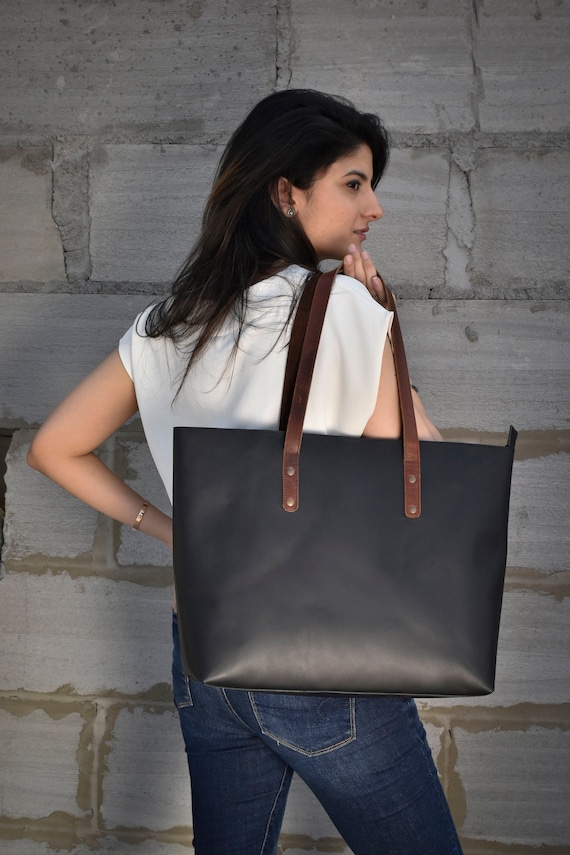Leather Tote Bag for Women Large Leather Shopper Bag Work Purse Gift for Girlfriend Wife Personalized Handbag Handmade Tote Laptop Shoulder Etsy