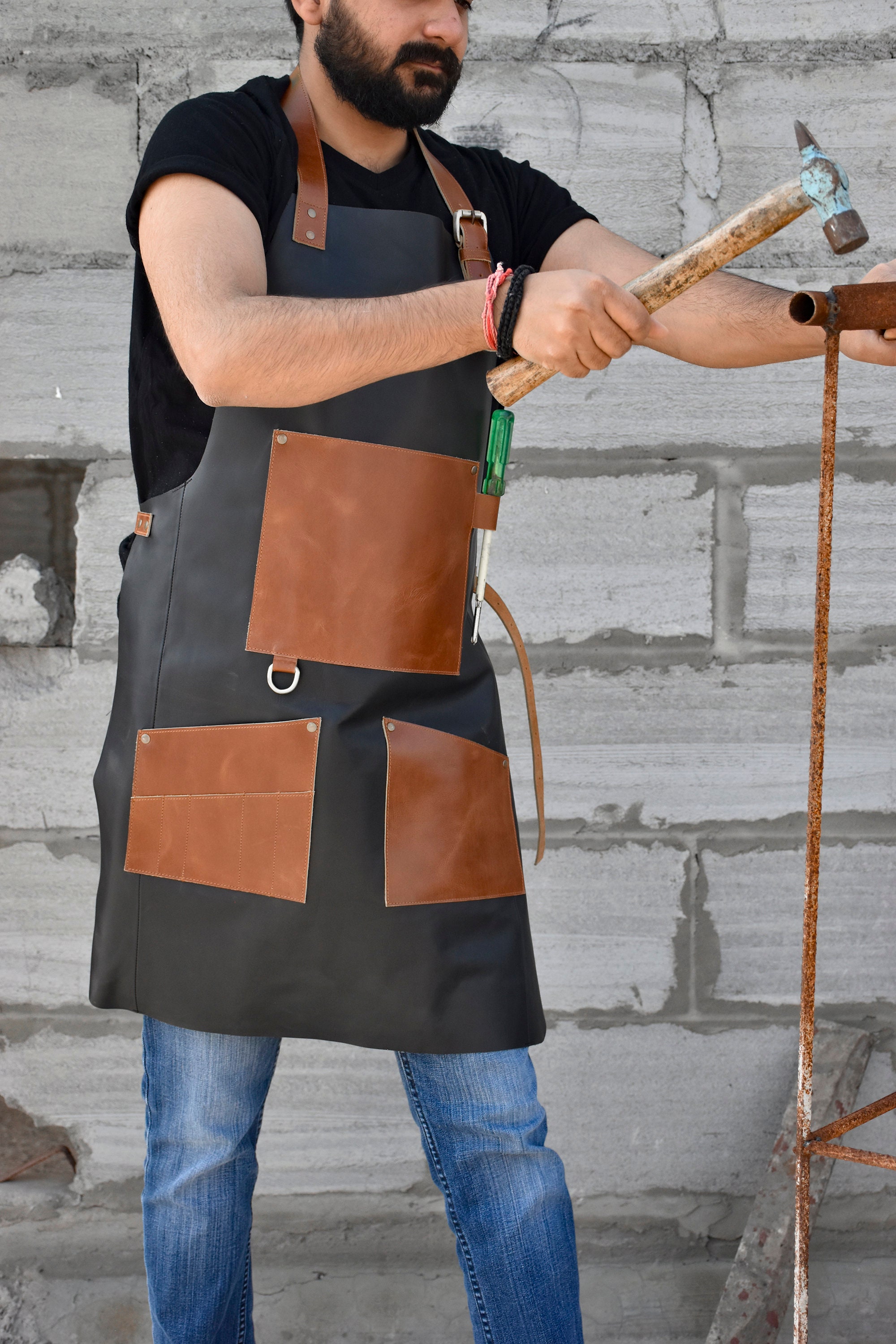 Leather apron for men blacksmith apron woodworking apron bbq Etsy