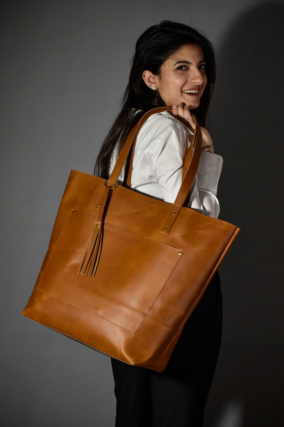 Leather Tote Bag for Woman Leather Purse Work Tote Bag - Etsy