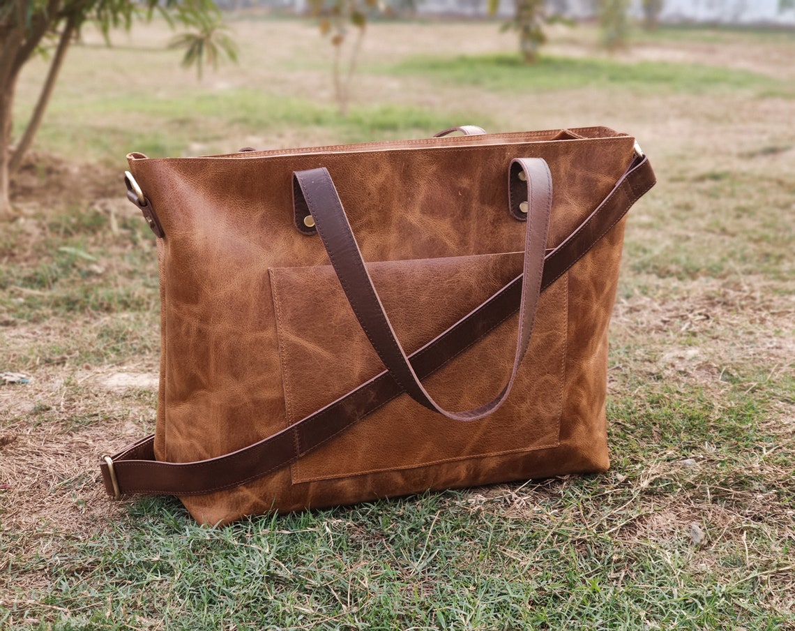 Leather tote bag for women large leather tote work bag leather Etsy