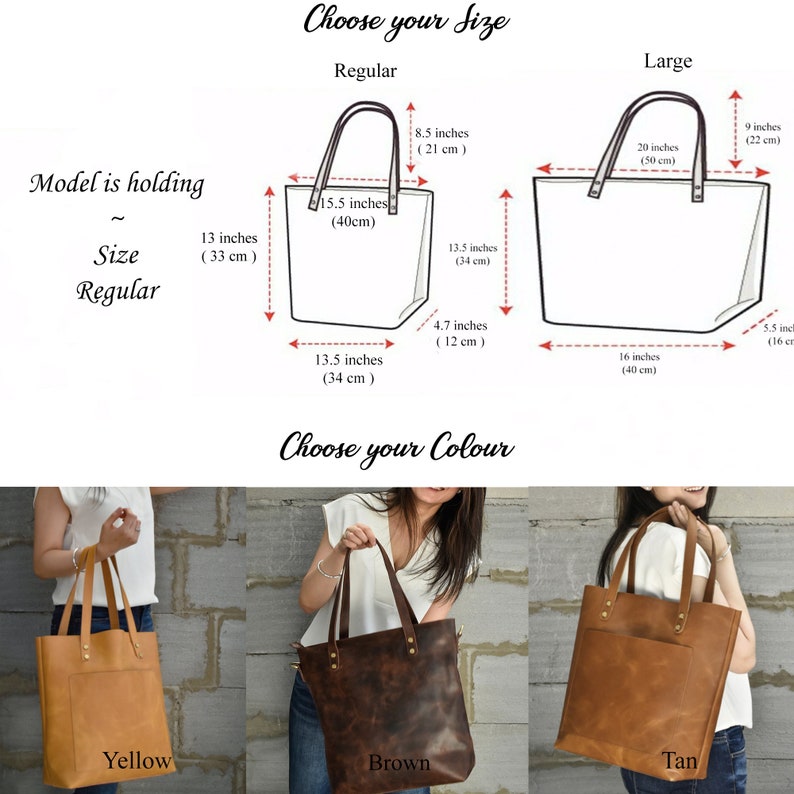 Brown leather tote bag for woman large work purse shopper bag handmade office bag gift for mothers day gift for mom girlfriend personalize image 6