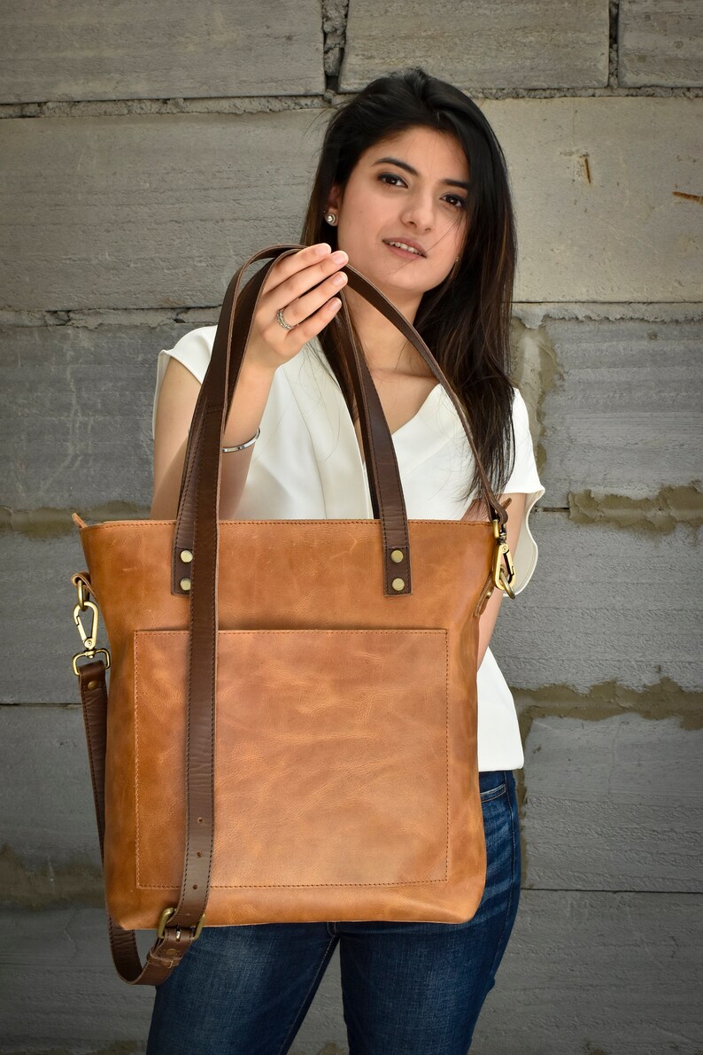 Leather Tote Bag for Women Handmade Purse Work Large Travel Etsy