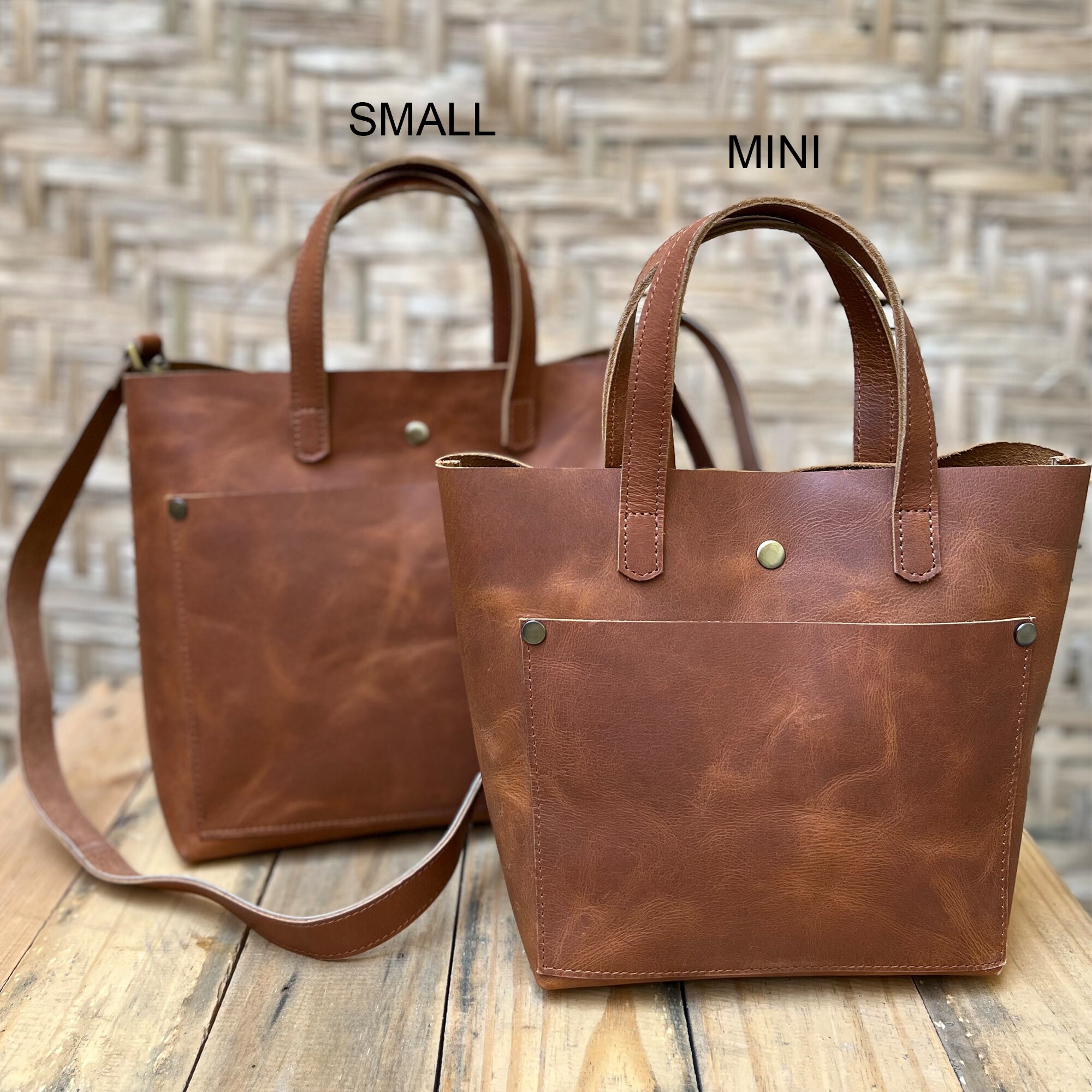 Small leather tote handbag hotsell