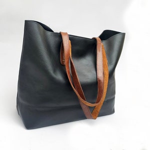 leather tote bag for women personalized gift for mom Mothers day gift black leather purse work tote large leather laptop shopper wife zipper