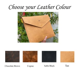 MacBook Pro / Air 13" 15" 16" leather laptop sleeve, leather laptop case, Personalized laptop sleeve, Envelope sleeve, Monogrammed gifts her image 6