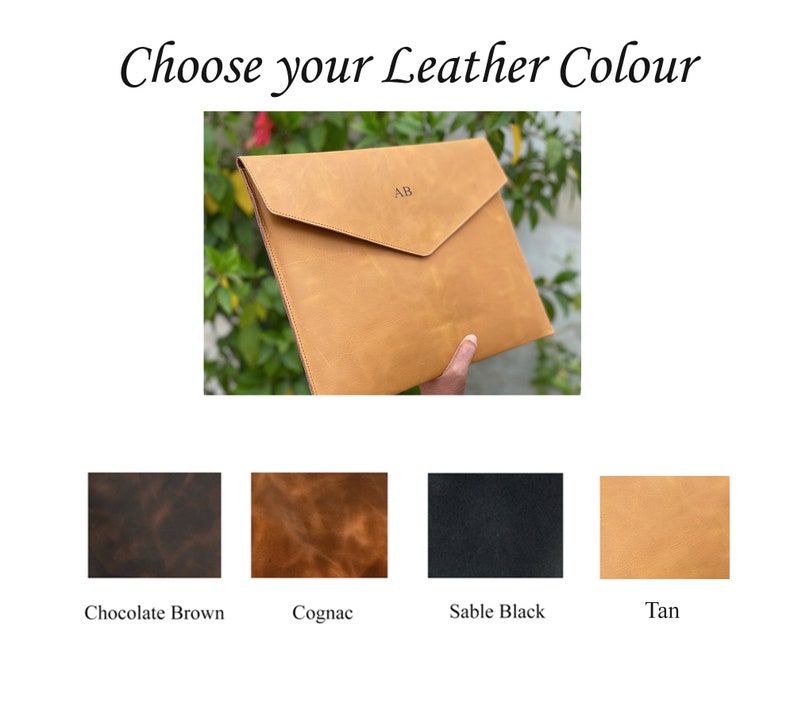 MacBook Pro / Air 13" 15" 16" leather laptop sleeve, leather laptop case, Personalized laptop sleeve, Envelope sleeve, Monogrammed gifts her image 6