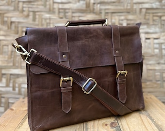 Sac messager en cuir marron Sac pour ordinateur portable Sacoche pour ordinateur Sac messager personnalisé fait main pour homme femme, sac de travail, cadeau de Noël