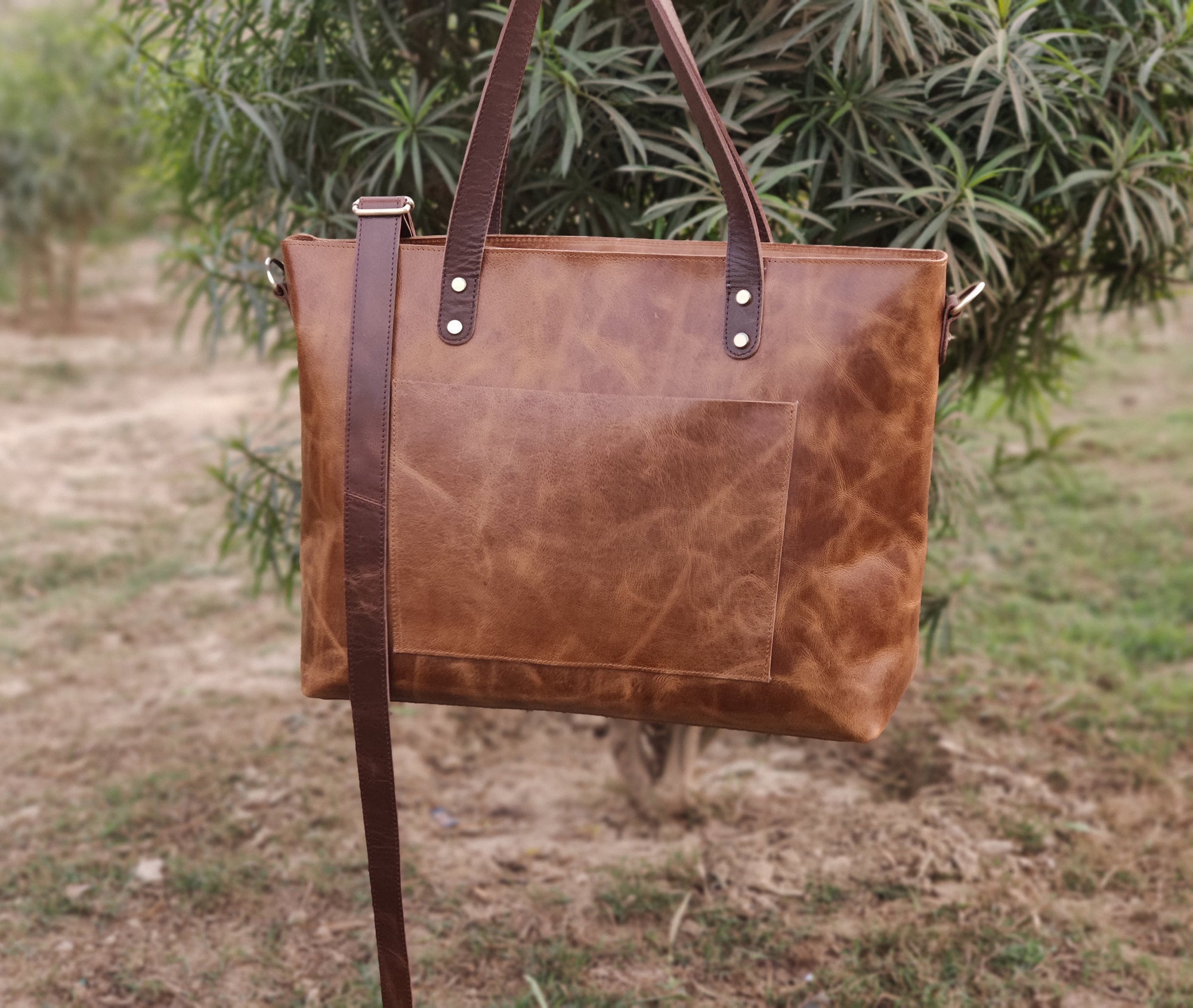 Large leather tote bag for women work bag laptop bag leather Etsy