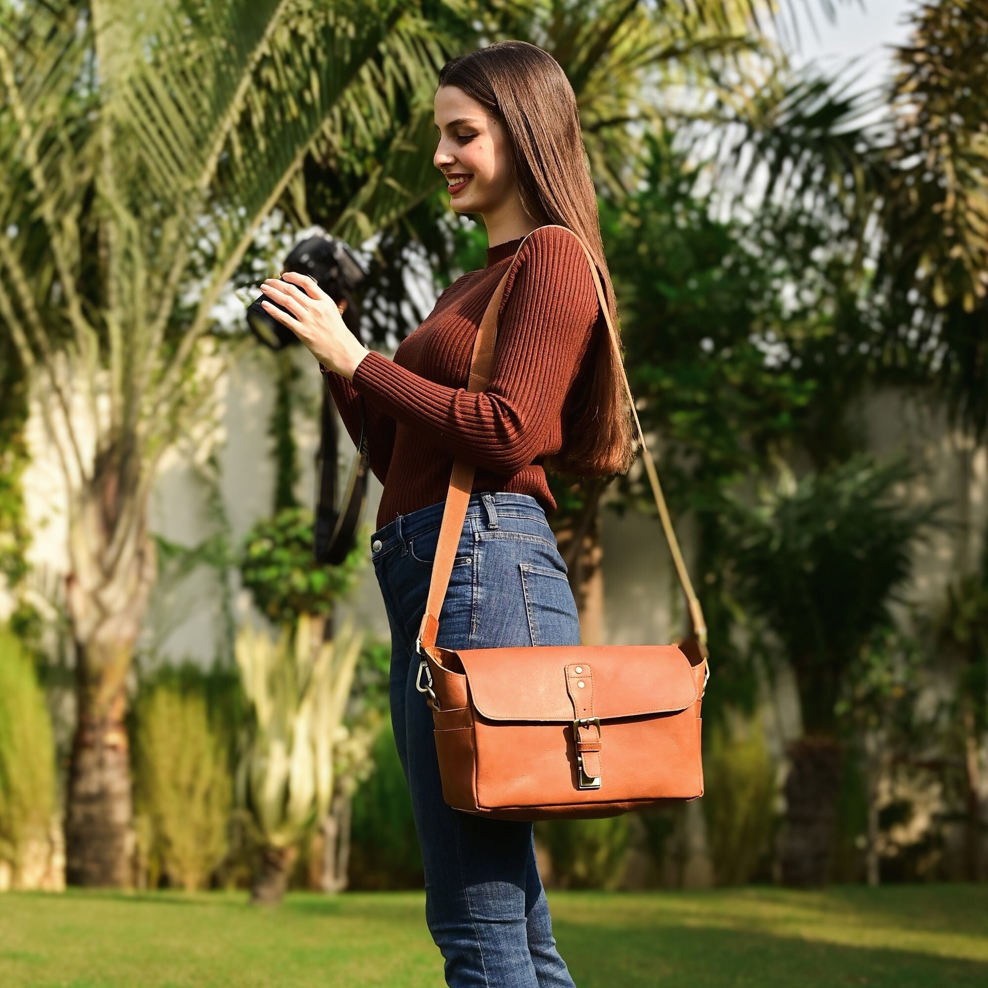 Camera bag leather camera bag personalized bag gift for DSLR cameras mirrorless SONY NIKON leather messenger bags handmade gifts for him her