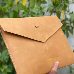 MacBook Pro / Air 13" 15" 16" leather laptop sleeve, leather laptop case, Personalized laptop sleeve, Envelope sleeve, Monogrammed gifts her image 9
