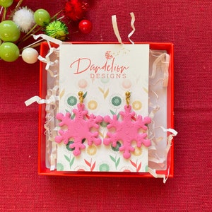 Sparkly Pink Snowflakes | Christmas Earrings | Holiday Style | Pink Lovers Dream