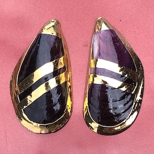 Mussel shell earring / pendant gold plated shell for DIY beach theme mother of pearl galvanized shell