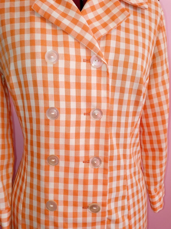 60's orange and white shirt dress - image 2