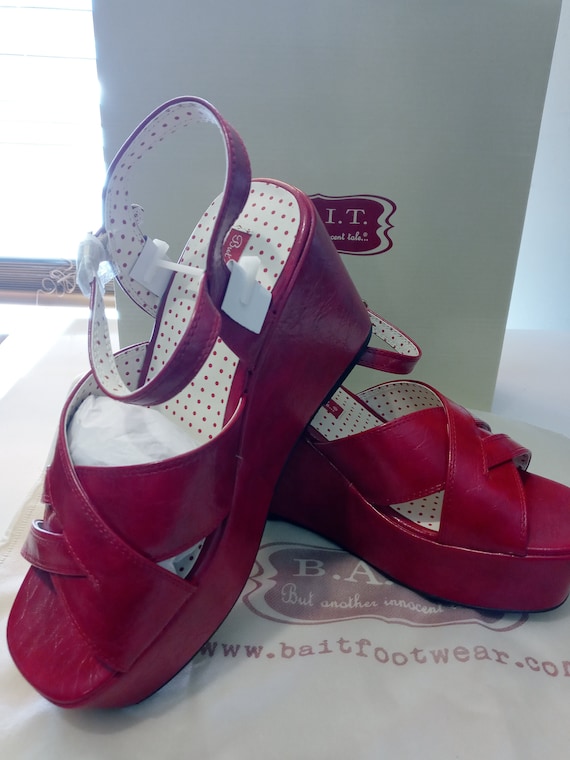 Red platform sandals