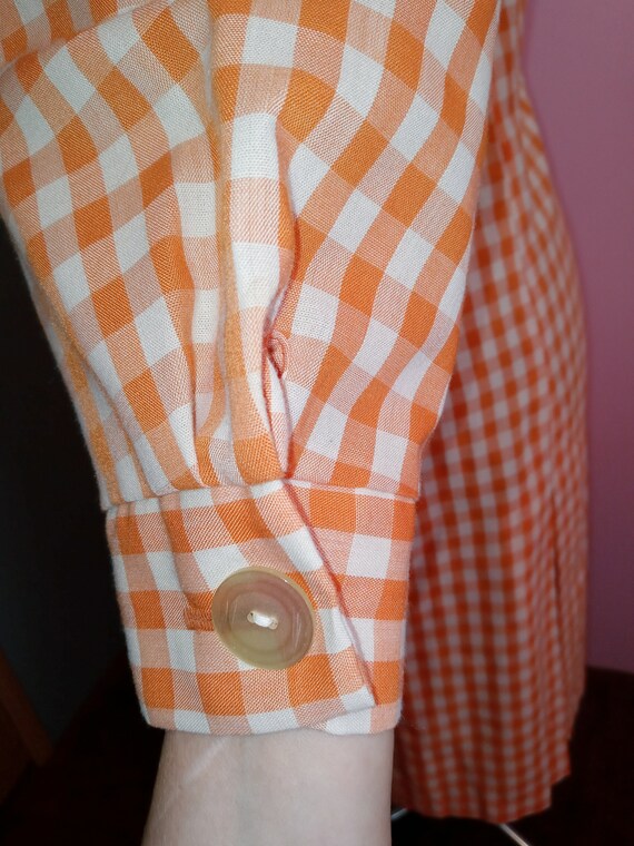 60's orange and white shirt dress - image 4