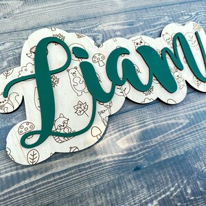 Woodland Themed Wood Name Sign for Children's Door | Nursery Name Sign