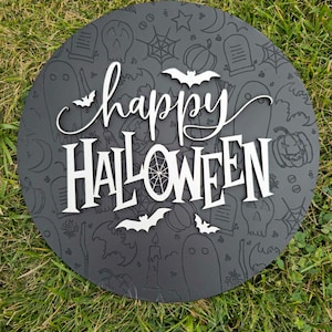 Cartello inciso &quot;Happy Halloween&quot;