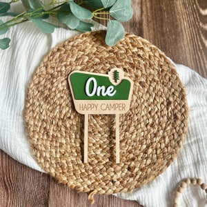 One happy camper cake topper