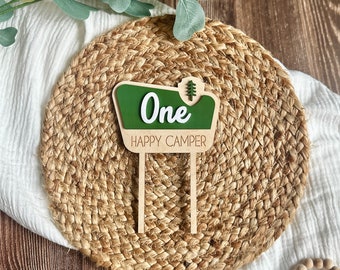 One happy camper cake topper