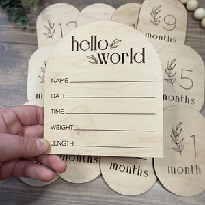 Disques des jalons mensuels en bois | Cartes bébé étape importante | Cadeau bébé | Souvenirs | Prénom personnalisé | Faire-part de naissance | Accessoire photo bébé jalon