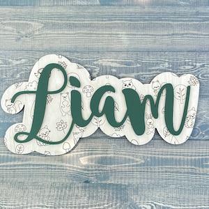 Woodland Themed Wood Name Sign for Children's Door | Nursery Name Sign