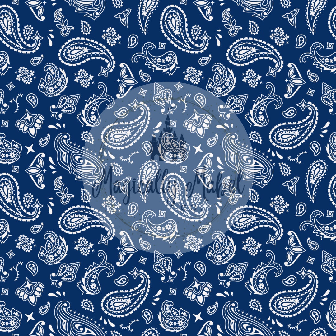 Blue Bandana Paisley Print Heat Transfer Vinyl easy Mask Transfer Tape  Included or Orcale 651 Permanent Outdoor Vinyl 