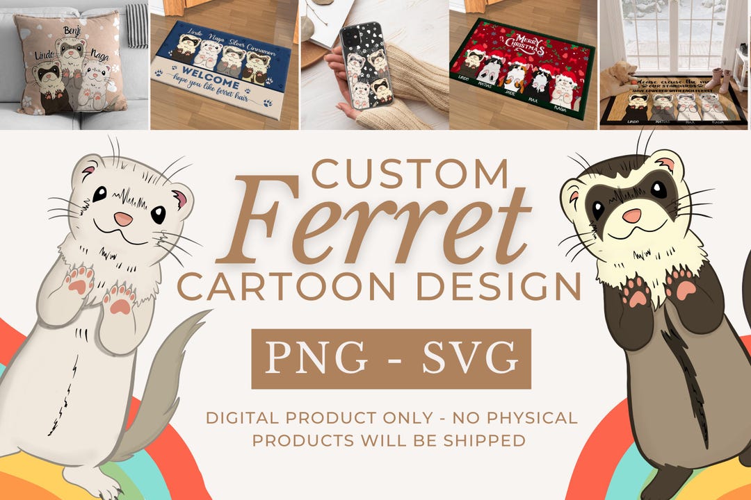 Custom Ferret Illustration - Personalized Ferret Art Digital Download ...